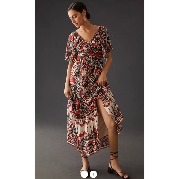 Anthropologie By Anthropologie Tiered Maxi Dress Open Back Boho Plus Size 3x - Picture 6 of 16